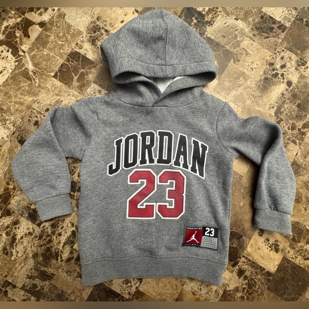 Jordan Gray Hoodie with Red and Black Details 1-2 years